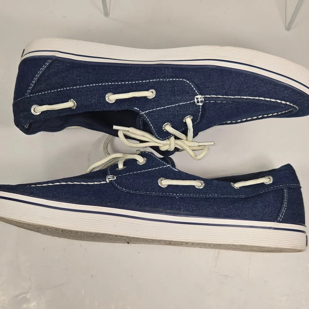 Nautica Galley Mens Denim Boat Shoes Navy Blue Textile‎ Sneakers Size 11 JMJH
